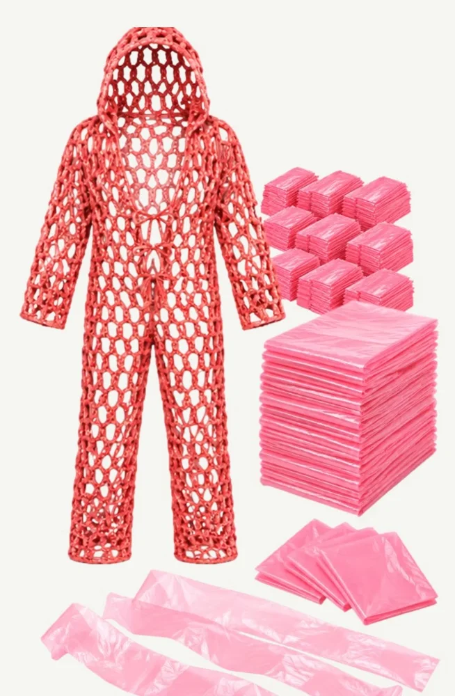 Pink DIY kit with handwoven base and prepared strips